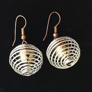 Vintage Jingle Bell Earrings Multi Tone Springy Festive & Unique